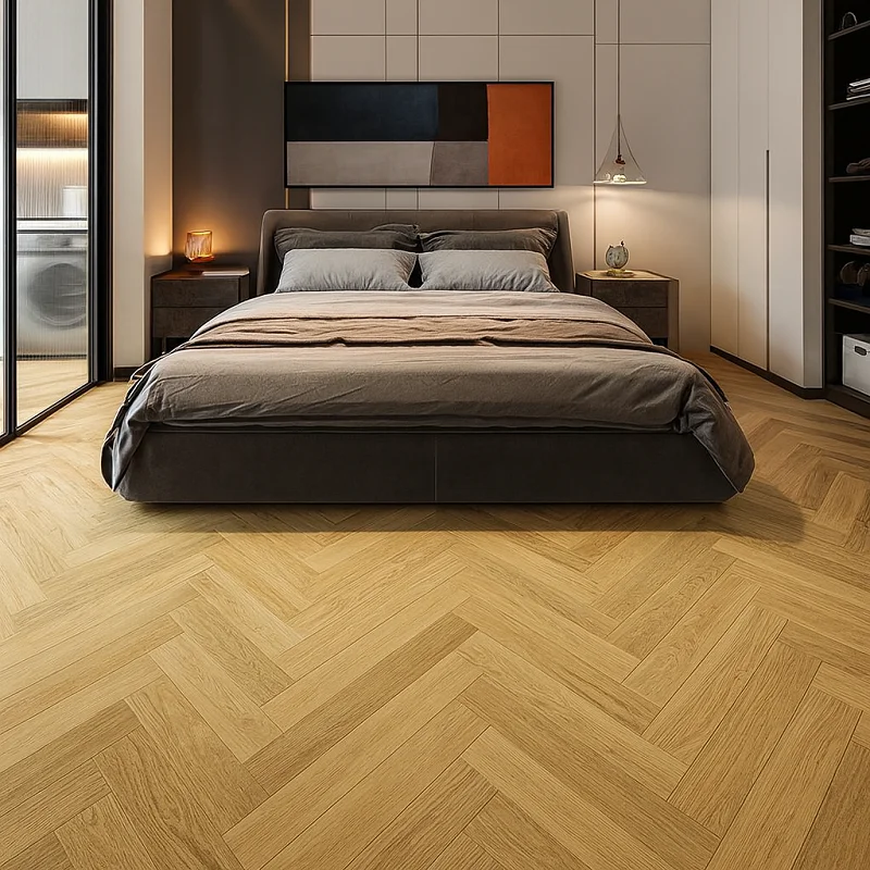 Chevron Flooring in Bedroom