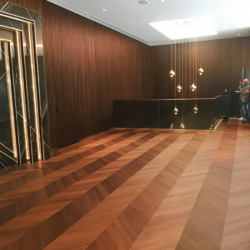Chevron Flooring in Hotel Lobby