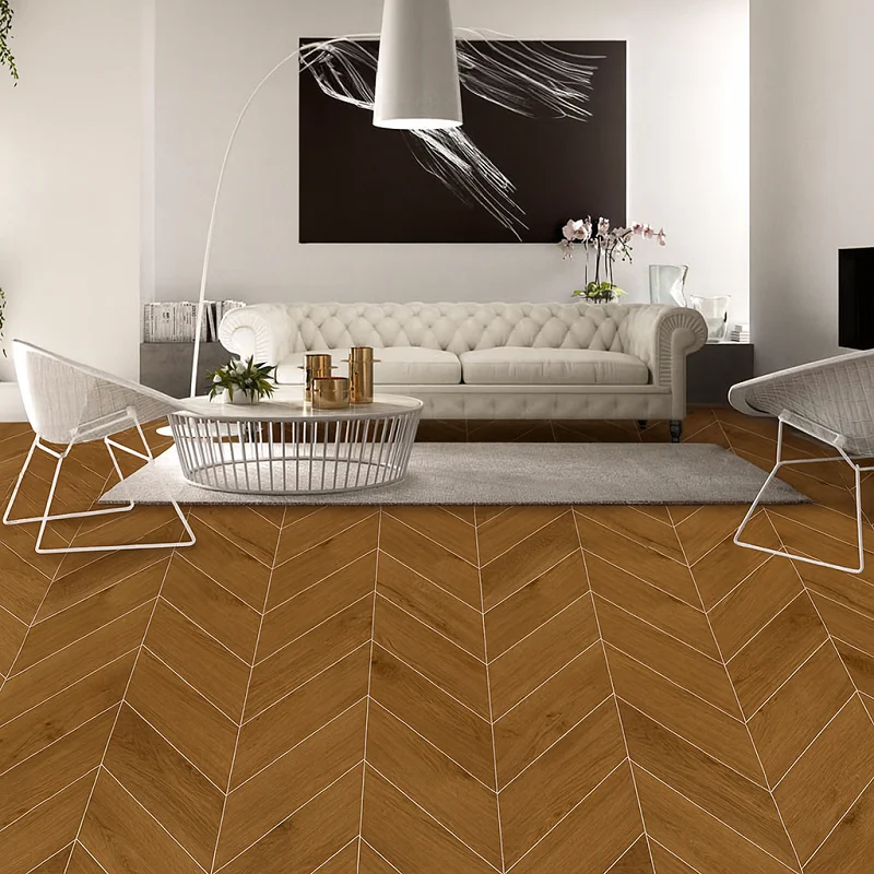 Chevron Flooring in Living Room