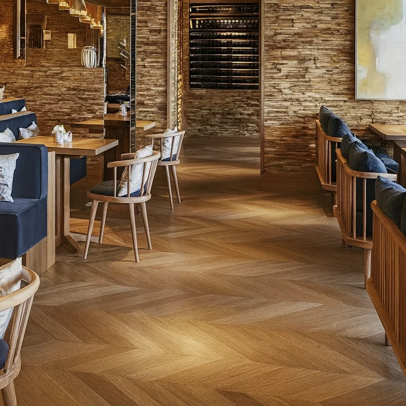 Chevron Flooring in Restaurant