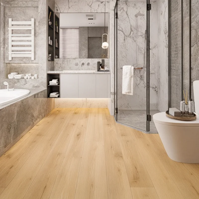 SPC Wood Flooring in Bathroom