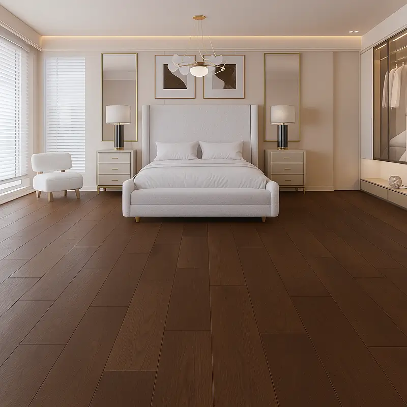 Brown SPC Flooring in Bedroom