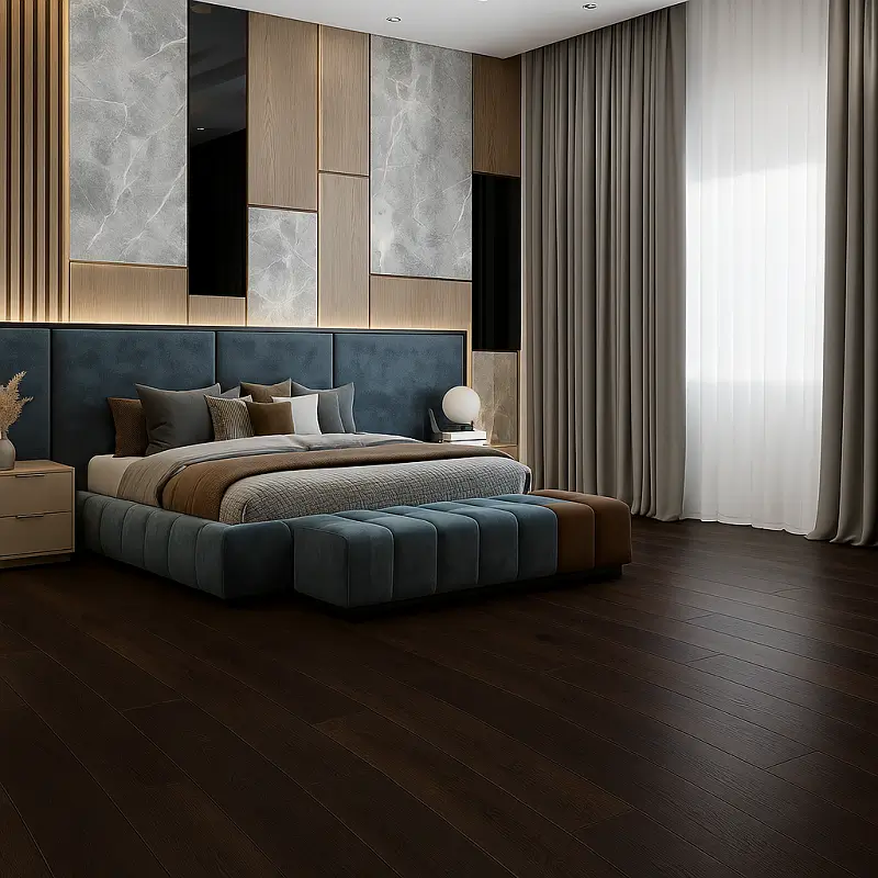 Brown SPC Flooring in Bedroom