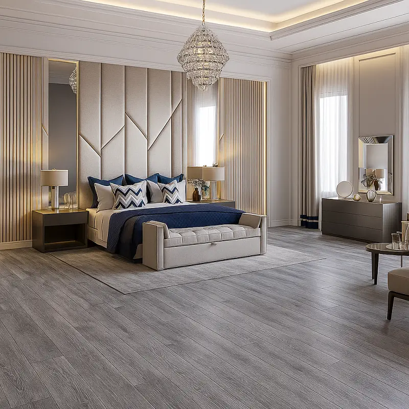 Grey SPC Flooring in Bedroom
