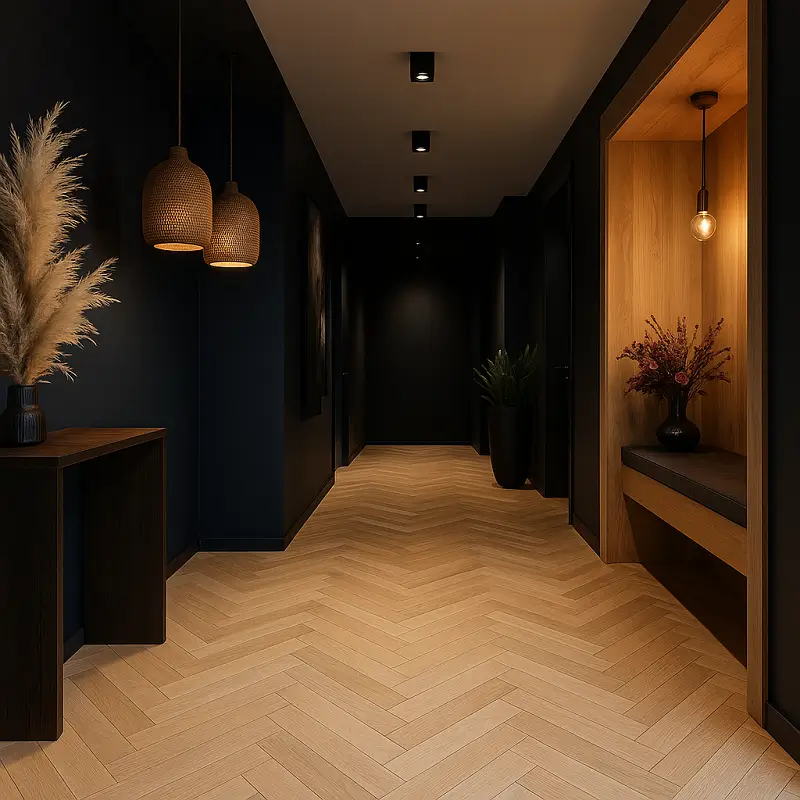 Herringbone SPC Flooring in Hallway