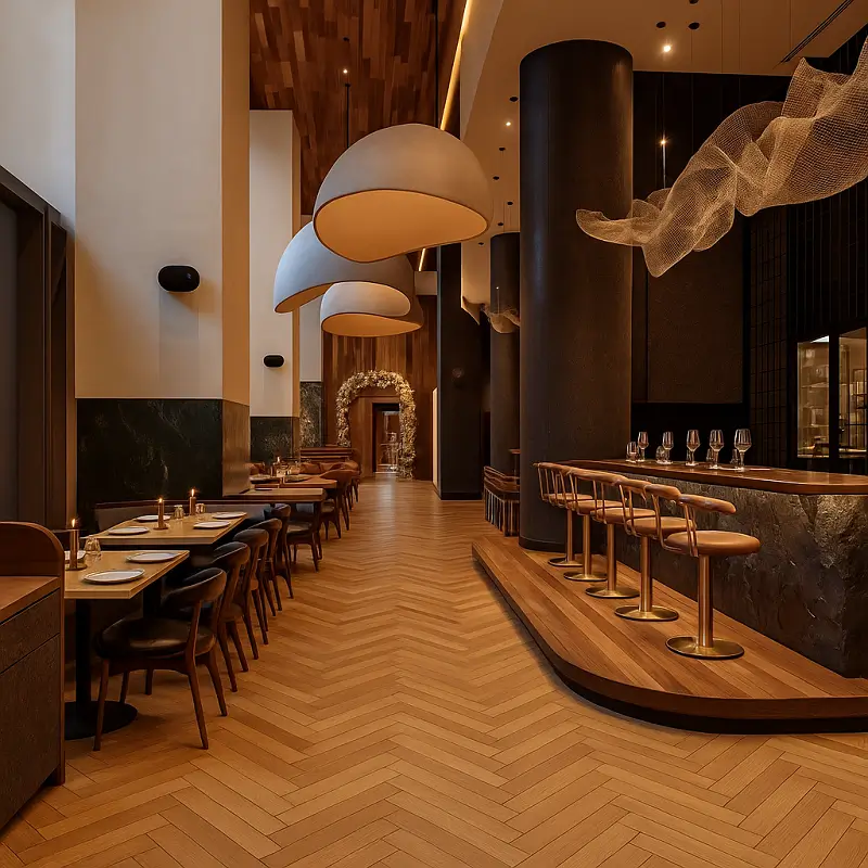 Herringbone SPC Flooring in Restaurant