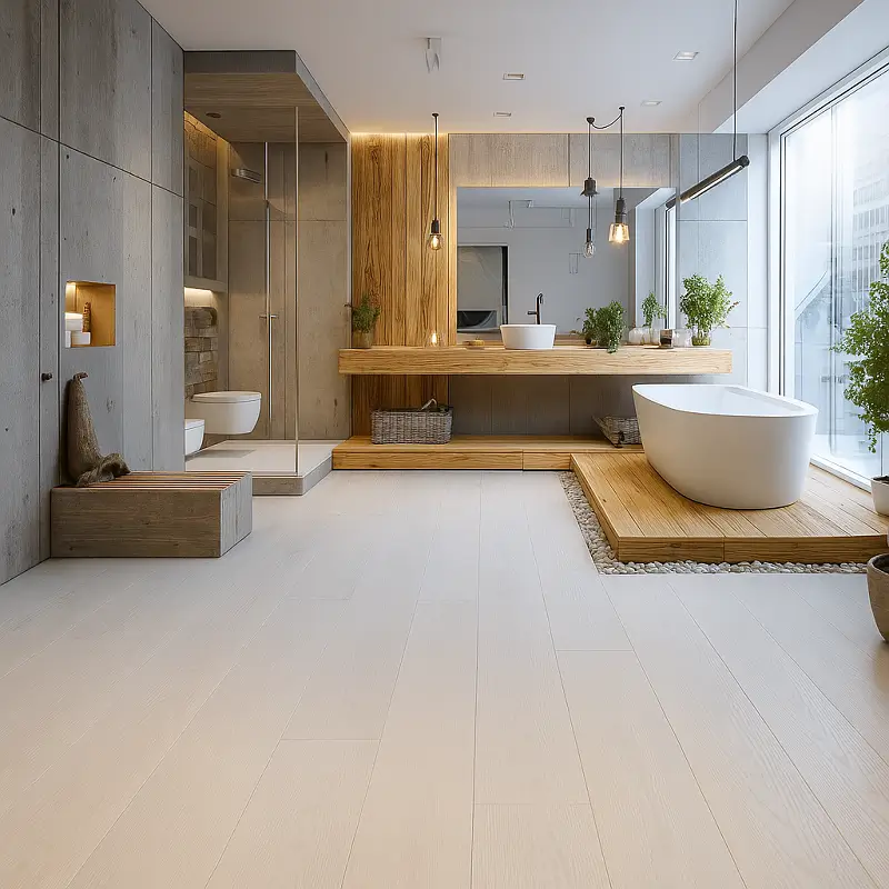 SPC Engineered Hardwood in Bathroom