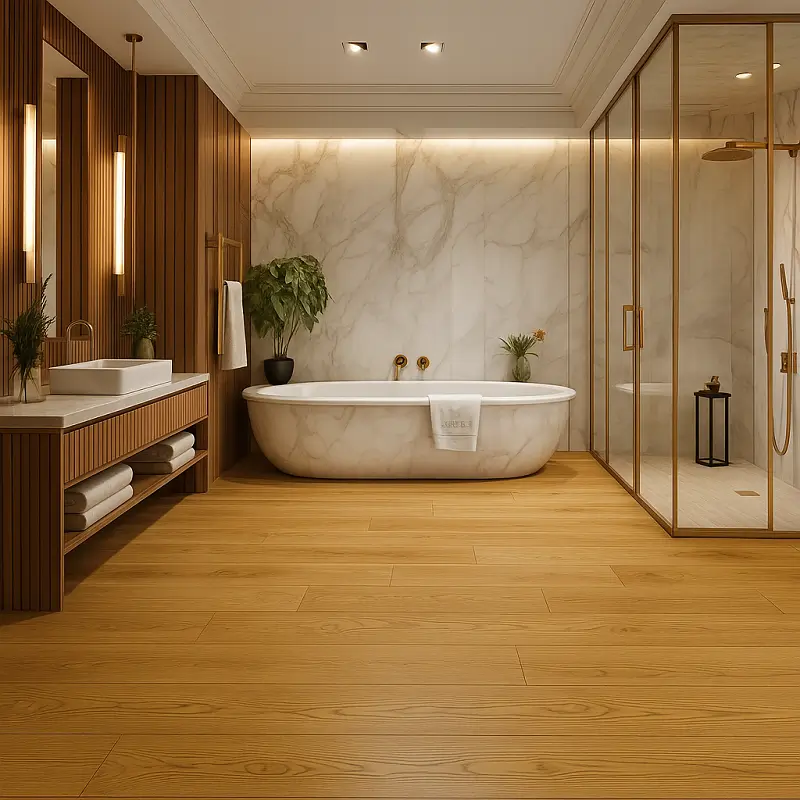 SPC Malt Oak Flooring in Bathroom