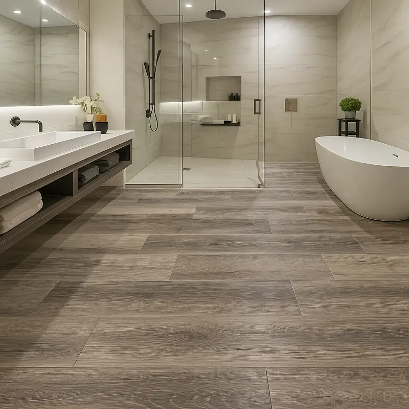 SPC Plank Flooring in Bathroom