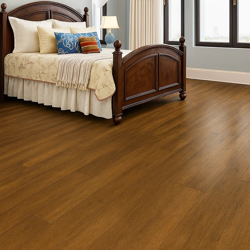 SPC Walnut Oak Flooring in Bedroom 