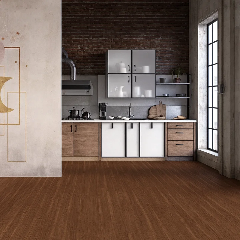 SPC Walnut Oak Flooring in Kitchen