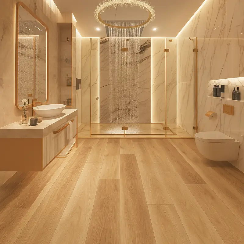 Stone Plastic Composite Flooring in Bathroom