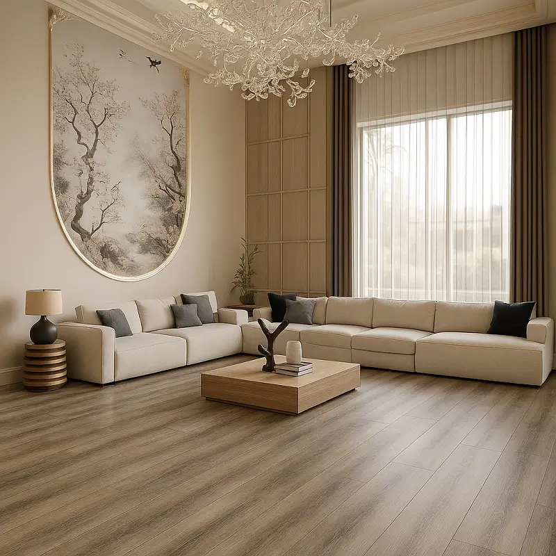 Stone Plastic Composite Flooring in Living Room