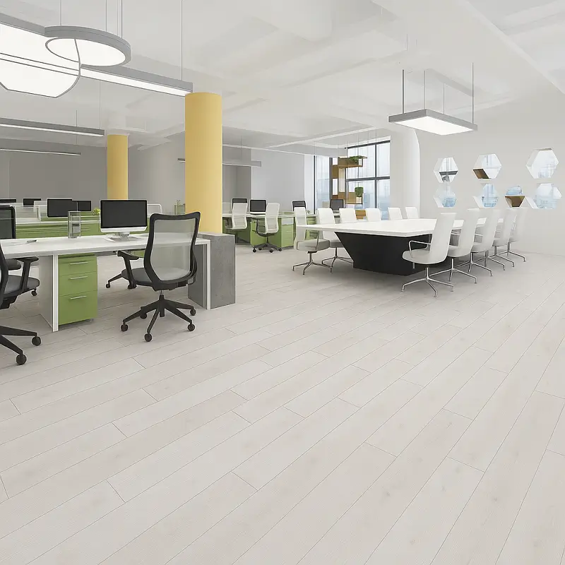 White Wood Flooring in Office