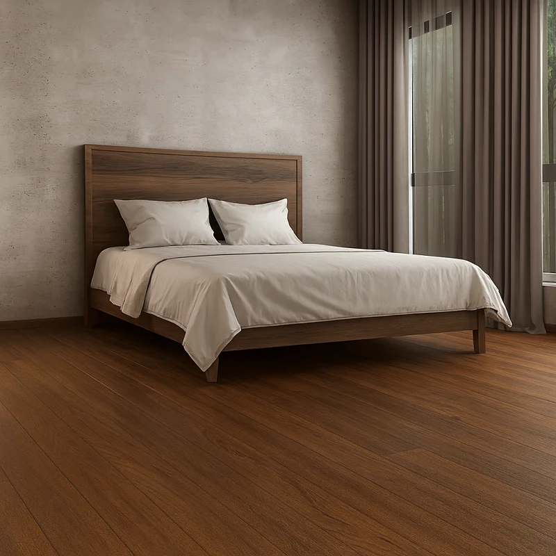 Wood Veneer SPC Flooring in Bedroom