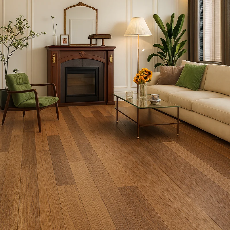 Wood Veneer SPC Flooring in Living Room